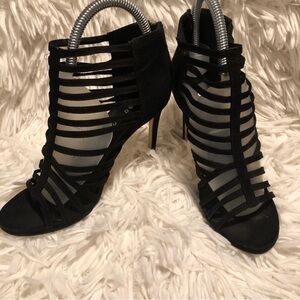 Madden Girl Lexxx Heeled Strappy Sandals - Black Stilettos  Dress Shoes Size 6